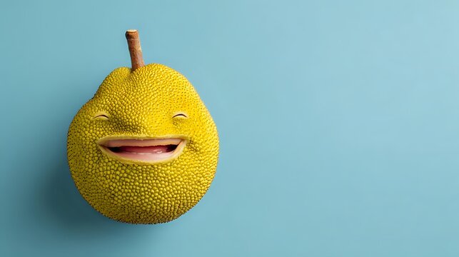 Funny jackfruit character with a smiling face a whimsical fruit concept perfect for childrens illustrations and playful designs