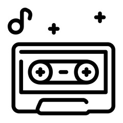 music tape line icon