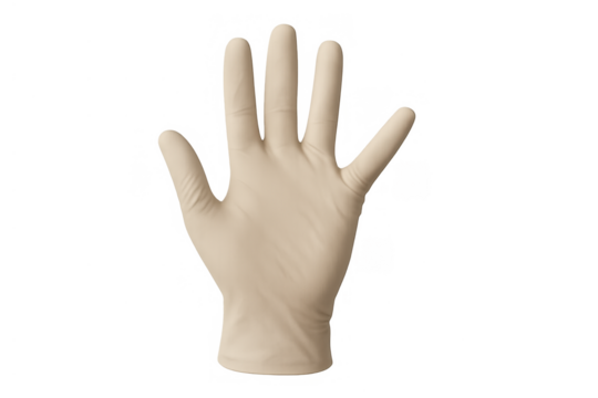 Medical protective glove on transparent background for safety, healthcare, hygiene, and examination concepts