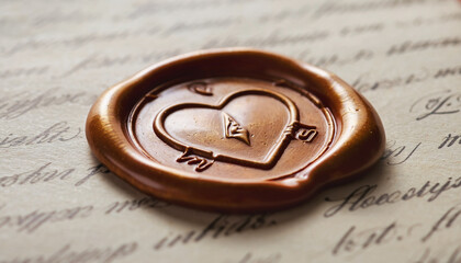 Heart-Shaped Wax Seal Luxurious Embossed Detail Vintage Letter