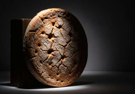 Rustic Traditional Kocho Flatbread with Dramatic Lighting and Detailed Texture