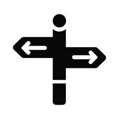 Obraz premium A direction sign shows arrows pointing to the left and right directions over white background