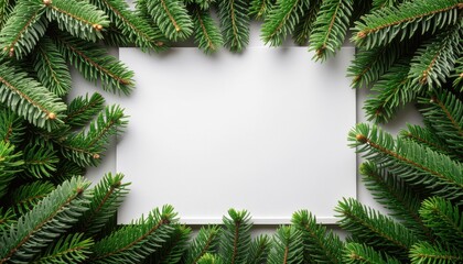 Holiday card design inspiration surrounded by fresh evergreen foliage nature setting blank space for personalization aesthetic viewpoint festive concept