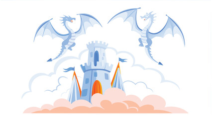 Futuristic robotic dragons soaring over a high tech fortress showcasing advanced technology and mythical creatures in a vibrant digital landscape with dramatic lighting and bold colors