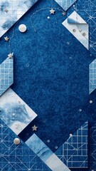 Hanukkah Minimalist Festival Blue Silver Background for Seasonal Branding Elements with Organic Patterns