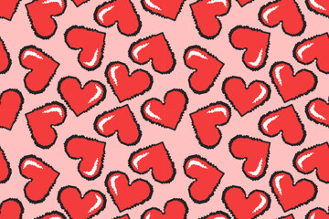 Valentine day valentine seamless pattern with pixel heart design for fabric, cotton, wallpaper, satin all types of print textile and background