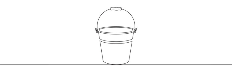 Continuous one line drawing of a bucket. Concept of cleaning, household chores, or construction