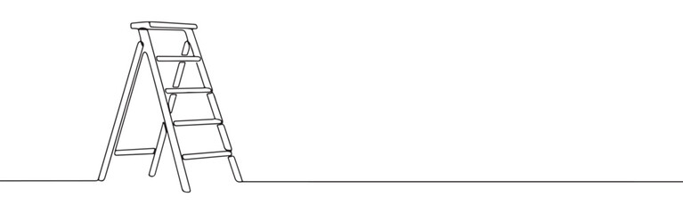 Continuous one line drawing of a stepladder. Concept of home improvement, repair, or construction