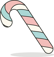 Pastel candy cane isolated on white background, a sweet treat for the holidays
