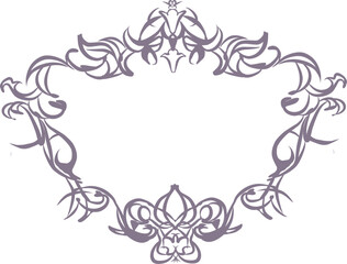 Elegant gray ornamental frame with flowing vintage swirls, perfect for logos, invitations design set.