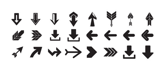 Arrow Icon Collection, Modern Directional Vector Symbols for Navigation, UI and Downloads