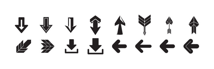 Arrow Icon Collection, Modern Directional Vector Symbols for Navigation, UI and Downloads
