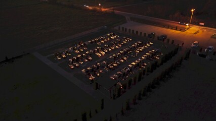 Cemetery illuminated with candles on All Saints Day in Poland