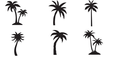 Obraz premium Set of 6 Black Palm Tree Silhouettes