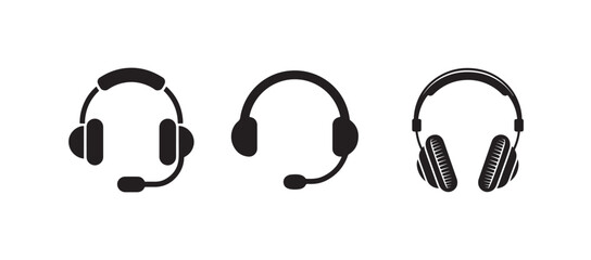 Headphone & Headset Icon Collection, Modern Audio, Music and Multimedia Vector Symbols
