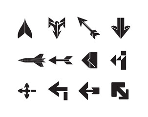 Black Arrow Icons Collection, Directional Symbols Set  Graphic Design, vector illustration eps 10.