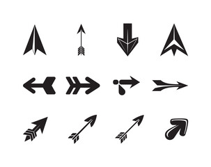 Black Arrow Icons Collection, Directional Symbols Set  Graphic Design, vector illustration eps 10.