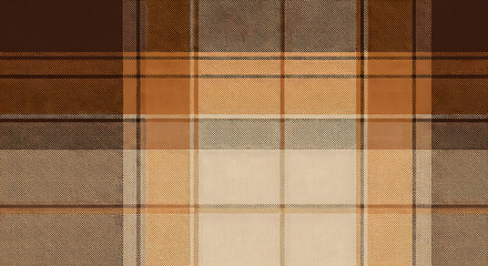 Seamless wool fabric texture with a classic brown and tan check design, perfect for a cozy autumn or winter background and apparel