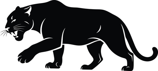 Obraz premium Black panther vector illustration walking silhouette animal predator eps