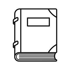 Simple outline icon of a closed book with a blank label, representing education, knowledge, and literature