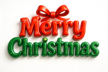 Merry christmas 3d rendered text design red and green letters festive holiday greeting white background