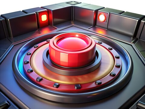 Red and blue LED display with colorful disc-shaped media technology elements