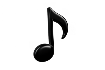 Black shiny musical eighth note icon finding melody, sound, and harmony, creating rhythm and acoustic music