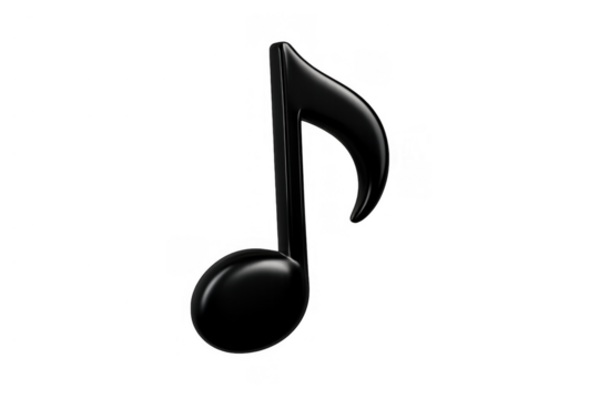 Black shiny musical eighth note icon finding melody, sound, and harmony, creating rhythm and acoustic music - Powered by Adobe