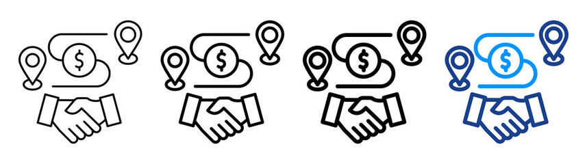 Trade Route Icon Different Style Outline Collection Set