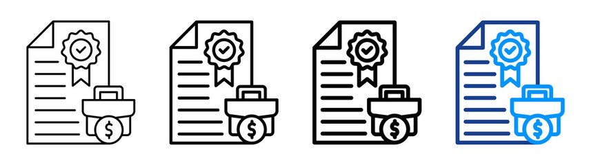 Business License Icon Different Style Outline Collection Set