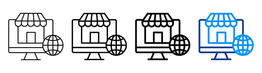 Global Marketplace Icon Different Style Outline Collection Set