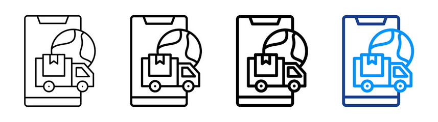 Global Online Delivery Icon Different Style Outline Collection Set