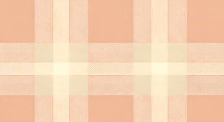 Soft Peach and Cream Plaid Pattern - Classic Tartan Textile Design