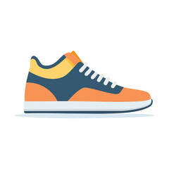 Colorful Flat Design Sneaker Illustration with White Laces.