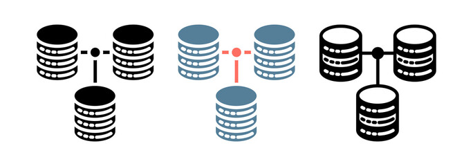 Database Connection Icon Collection Set  Glyph & Mixed Style  