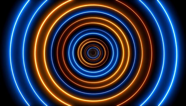 Concentric glowing orange and blue rings on a black background