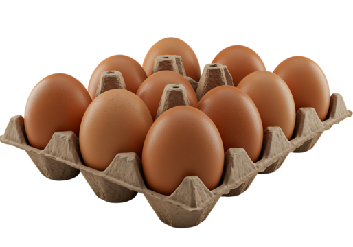 Dozen of Fresh Brown Eggs in a Recycled Paper Carton