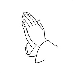 Obraz premium Elegant praying hands in simple vector line art for religious or spiritual uses.