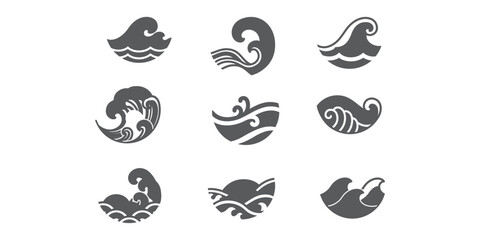 Vector water wave icon design set  fully editable high quality