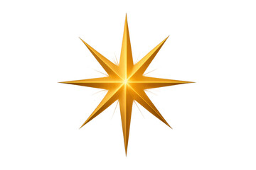 Obraz premium Golden eight-pointed star shining brightly, a symbol of christmas, celebration, light, and guidance on transparent background
