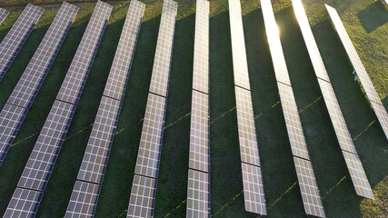 Solar panel array generating clean energy outdoors