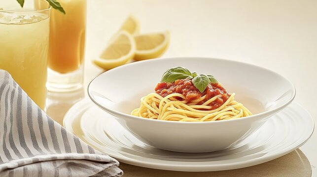 Italian linguini pasta with carbonara sauce made from bacon, parmesan