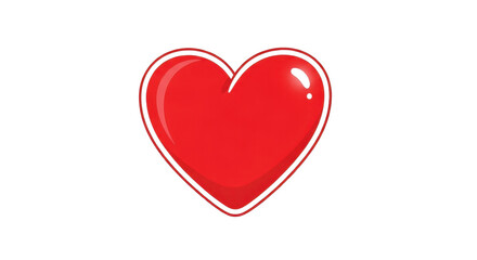 Red heart with white outline for love and romance concepts isolated PNG with Transparent Background