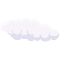 A stylized white cloud illustration with soft purple shadows against a transparent background perfect for weather graphics and digital art applications