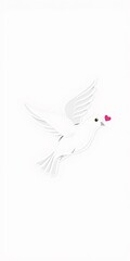 Obraz premium Peace dove in thin line art, no war message, love for earth heart, minimalist vector, no war, line art