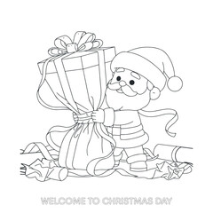 Christmas cartoon character painting outline drawing