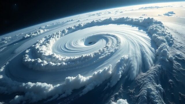 Aerial view of a spiral shape appearing in the sky, perfect for  concepts related to pattern recognition, mathematics or philosophy