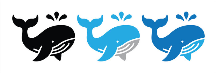 Whale Icon Set Vector