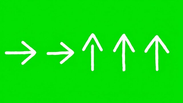 Arrows changing direction on a vibrant green backdrop