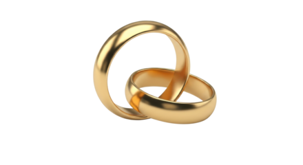 Intertwined gold wedding rings isolated PNG with Transparent Background